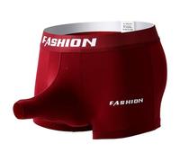 Generisch Ropa interior para hombre, cuatro esquinas, estilo algodón, cintura media, color sólido, transpirable, soporte escroto, nariz de elefante, pantalones de esquina plana, Rojo sandía, L