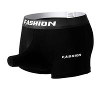 Generisch Ropa interior para hombre, cuatro esquinas, estilo algodón, cintura media, color sólido, transpirable, soporte escroto, nariz de elefante, pantalones de esquina plana, Negro , L