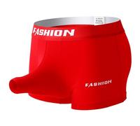 Generisch Ropa interior para hombre, cuatro esquinas, estilo algodón, cintura media, color sólido, transpirable, soporte escroto, nariz de elefante, pantalones de esquina plana, rojo, XL