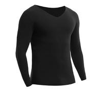 Generisch Ropa interior térmica de invierno para hombre, sin costuras, de una pieza, con forro polar engrosado, ropa de otoño como bajo un suéter de algodón frío para los días fríos, Negro , L
