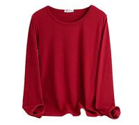 Generisch Ropa interior térmica forrada de forro polar para mujer, parte superior delgada, manga larga, camisas térmicas, tops de invierno, rojo, L