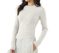 Generisch Ropa interior térmica para mujer, camiseta de manga larga como capa base, con sujetador integrado, cuello redondo para temporada fría, Blanco, XL