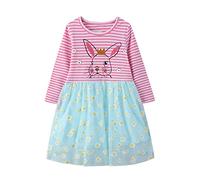 Generisch Ropa para niños pequeños Primavera Vestidos casuales de manga larga Princesa Pequeño vestido de otoño para niñas con cuello de moda, azul celeste, 3 años