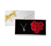Generisch Rosa eterna con cadena, grabado en 100 idiomas, rosas conservadas, paquete de regalo, romántico día de San Valentín, rituales, set de regalo para mujeres, regalos para mujeres, Mittel, Metal
