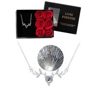 Generisch Rosa eterna con cadena, grabado en 100 idiomas, rosas conservadas, paquete de regalo, romántico día de San Valentín, rituales, set de regalo para mujeres, regalos para mujeres, Mittel, Metal