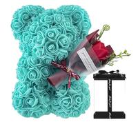 Generisch Rose Flower Bear - 9,45 pulgadas Artificial Forever Flower Rose with Clear Boxs | Hecho a mano Romántico Decorative Day Bear Gift for Her, Home Decor Window Display and More