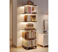 Generisch Rotating Acrylic Bookcase, 360° Floorstanding Display Organizer, Modern Multifunctional Removable Design for Practical Storage and Stylish Decor