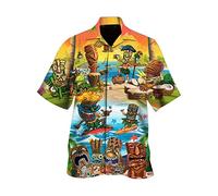Generisch S Camisas Hombre Azul Hombre Vacaciones de Verano Turismo Playa Moda Moda Ocio Impresión 3D Impresión Digital Camisa Manga Corta Hombre Camisa Lino Manga Larga, amarillo, XS