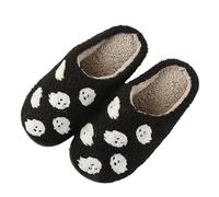 Generisch S Zapatos de mujer Moda de invierno Halloween Pantuflas de algodón impresas Cómodas zapatillas cálidas para el hogar Zapatos de mujer Suela blanca, Negro , 43 EU