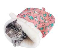 Generisch Saco de dormir de invierno para gatos, cama de gato calmante con cola, suave mascota para gatos de interior, cómoda de dormir para gatos de menos de 17,6 libras, de dormir cálida