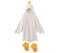 Generisch Saco de dormir portátil de ganso - Talla única | Divertido suéter de manta con mono de animal | 1 paquete festival blanco calidad premium ligero con zapatos mono de forro polar grande, M