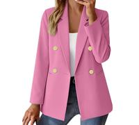 Generisch Sakko Blazer para mujer, azul, deportivo, elegante, tallas grandes, deportiva, con botones, chaqueta de traje, chaqueta de negocios, con bolsillos, blazer de negocios, Violeta Claro, XXL
