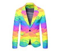 Generisch Sakko Chaqueta de traje deportiva para hombre, arcoíris, trajes de hombre de los años 80 y 90, blazer de colores neón, arcoíris, LGBTQ, traje ajustado, ropa hippie, elegante abrigo blazer, P