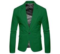 Generisch Sakko Chaqueta deportiva de traje para hombre, con 1 botones, corte ajustado, corte regular, chaqueta de traje, chaqueta de traje, chaqueta de vestir, para tiempo libre, monocolor, verde, M