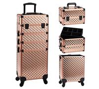 Generisch Salon Makeup Trolley Case 4 en 1 - Estuche para manicura de uñas de gran capacidad con bloqueo, rose gold, talla única