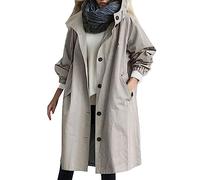 Generisch Salvaje con capucha elegante ropa al aire libre invierno rompevientos mujeres abrigo cómodo abrigo suelto de las mujeres, gris, 5XL