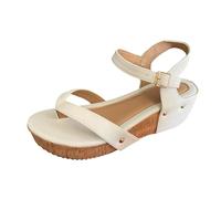 Generisch Sandalia de trekking para mujer, sandalias de cuña, sandalias deportivas anchas con plataforma, sandalias deportivas de verano, sandalias de playa, Blanco, 37 EU