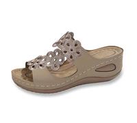 Generisch Sandalia Mujer Verano Cómodo Verano Sandalias Orthopédicas Elegante Sandalias de Plataforma Sandalias Deportivas Zapatos de Verano con Tacón Ligero Diferencia Sandalia Sandalia, caqui, 42 EU