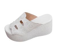 Generisch Sandalia Mujer Verano Trekking Sandalia Ortopédica Elegante Sandalias de Plataforma Clásicas Zapatos de Verano con Tacón Ligero Hermosas Sandalias Para Mujer, Blanco, 37 EU