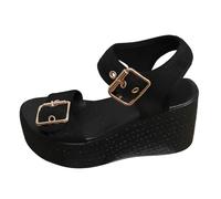 Generisch Sandalia Mujer Verano Trekkingsandalen con Tacón Elegante Sandalias Plataforma Sandalias Planas de Verano con Tacón Ligero Diferencia Sandalia Sandalia, Negro , 41 EU