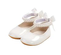 Generisch Sandalia para bebé con suela suave y detalle de lazo, zapatos pequeños para bebé con cierre adhesivo | Primer calzado para niños pequeños, Estilo M04 Blanco, 19 EU