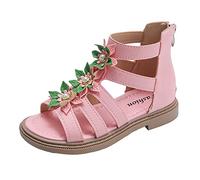 Generisch Sandalias 24 para niñas, con adornos florales y práctica cremallera trasera, perfectas para princesas sandalias 35, Rosa., 31.5 EU
