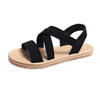 Generisch Sandalias abiertas de moda de verano con temperamento elástico de las mujeres Zapatos transpirables, Negro , 40 EU