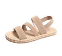 Generisch Sandalias abiertas de moda de verano con temperamento elástico de las mujeres Zapatos transpirables, caqui, 41 EU X-Estrecho