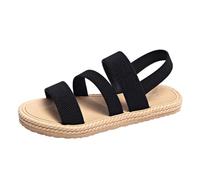Generisch Sandalias abiertas de moda de verano con temperamento elástico de las mujeres Zapatos transpirables, Negro , 38 EU X-Estrecho