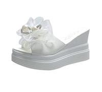 Generisch Sandalias Abiertas Mujer Dedo de los Pies Moda Zapatillas Verano Playa Zapatos Cuñas Novela Mujer Zapatilla 111, Blanco, 38 EU