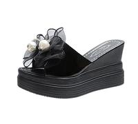 Generisch Sandalias Abiertas Mujer Dedo de los Pies Moda Zapatillas Verano Playa Zapatos Cuñas Novela Mujer Zapatilla 111, Negro , 39 EU