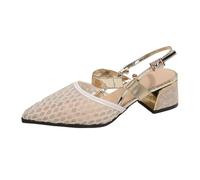 Generisch Sandalias atemporales para mujer con parte superior de malla tejida, diseño calado, tacón de bloque con hebilla de correa estilo diadema, perfectas para los días de verano cómodos paseos