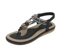 Generisch Sandalias bohemias para mujer, sandalias de verano, chanclas con soporte de arco, zapatos ortopédicos, informales, cómodas, planas, elegantes, ligeras, zapatos de verano, Negro , 38 EU