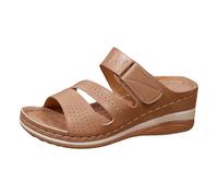 Generisch Sandalias cómodas con puntera para paseos al aire libre todo el día - Sandalias de mujer con plataforma de suela de piedra arenisca variante versátil final, beige, 40 EU