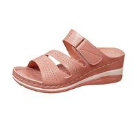 Generisch Sandalias cómodas con puntera para paseos al aire libre todo el día - Sandalias de mujer con plataforma de suela de piedra arenisca variante versátil final, Rosa., 36 EU