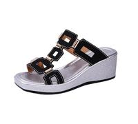 Generisch Sandalias cómodas Sandalias de verano para mujer,Diseño de tela suave,Cómodo,Zapatos casuales Slip-On, Negro , 40 EU