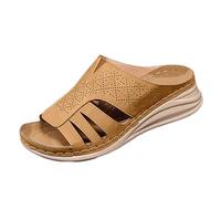 Generisch Sandalias cómodas señoras señoras nuevo gran tamaño verano grueso piso zapatillas mujer zapatos comercio exterior una palabra media zapatillas fuera de usar zapatos de playa, marrón, 40 EU