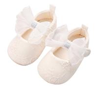 Generisch Sandalias de bebé para niña con suela suave, primeros zapatos con lazo para niños pequeños, informales, para uso diario, de 6 a 24 meses, primavera, Blanco, 9-12 meses Estrecho