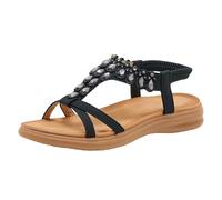 Generisch Sandalias de cristal boho Zapatos casuales de playa cómodos ligeros con brillantes diamantes de imitación plantilla suave para mujer, Negro , 37 EU