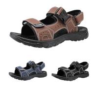 Generisch Sandalias de hombre de verano, para senderismo, para la playa, para senderismo, informales, deportivas, de piel, con puntera abierta, con personalidad, cien sandalias de playa, marrón, 38 EU