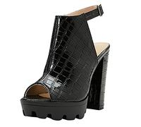 Generisch Sandalias de las mujeres frijoles sandalias huecas Piep para las mujeres de alta moda versátil mujeres hacia fuera sandalias tacones para, Negro , 39 EU
