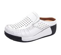 Generisch Sandalias de moda de las mujeres con suela gruesa redonda tapa plana plataforma diseño hueco para el estilo de comodidad final, Blanco, 37 EU