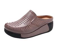 Generisch Sandalias de moda de las mujeres con suela gruesa redonda tapa plana plataforma diseño hueco para el estilo de comodidad final, caqui, 39 EU