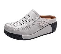 Generisch Sandalias de moda de las mujeres con suela gruesa redonda tapa plana plataforma diseño hueco para el estilo de comodidad final, gris, 39 EU