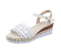 Generisch Sandalias de mujer cómodas con tacón, sandalias de plataforma para mujer, sandalias de verano ortopédicas, sandalias de lino para pies descalzos, ligeras, sandalias de playa de gran tamaño