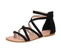 Generisch Sandalias de mujer cómodas sandalias de verano sandalias de verano abiertas transpirables sandalias de dedo del pie mujeres zapatos planos de moda cremallera playa mujeres, Negro , 42 EU