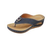 Generisch Sandalias de mujer con plantilla para mujer, sandalias de verano, sandalias de cuña, transpirables, para caminar por la parte trasera, abiertas, azul, 41 EU