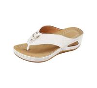 Generisch Sandalias de mujer con plantilla para mujer, sandalias de verano, sandalias de cuña, transpirables, para caminar por la parte trasera, abiertas, Blanco, 39 EU