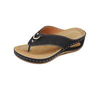 Generisch Sandalias de mujer con plantilla para mujer, sandalias de verano, sandalias de cuña, transpirables, para caminar por la parte trasera, abiertas, Negro , 39 EU
