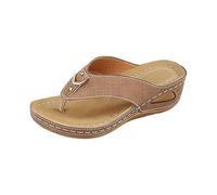 Generisch Sandalias de mujer con plantilla para mujer, sandalias de verano, sandalias de cuña, transpirables, para caminar por la parte trasera, abiertas, marrón, 39 EU